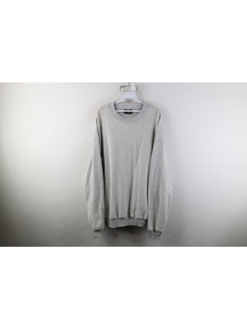 Vintage 90s Streetwear Mens XL Blank Thermal Weave Crewneck Sweatshirt Gray USA